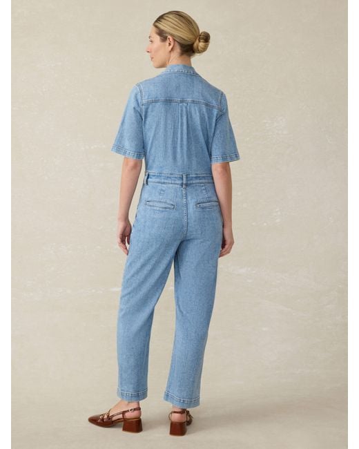 Faherty Brand Blue Denim Michelle Short-Sleeve Jumpsuit