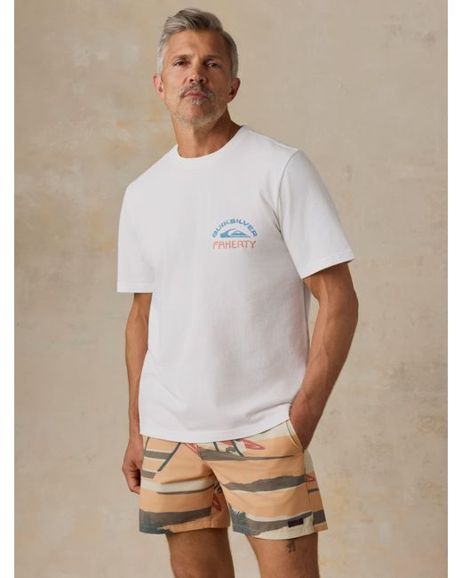 Faherty Brand White X Quiksilver Heavy Wash T-Shirt for men