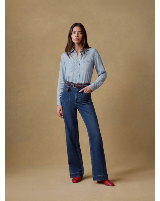 Faherty Brand Blue Stretch Terry Patch Pocket Pants