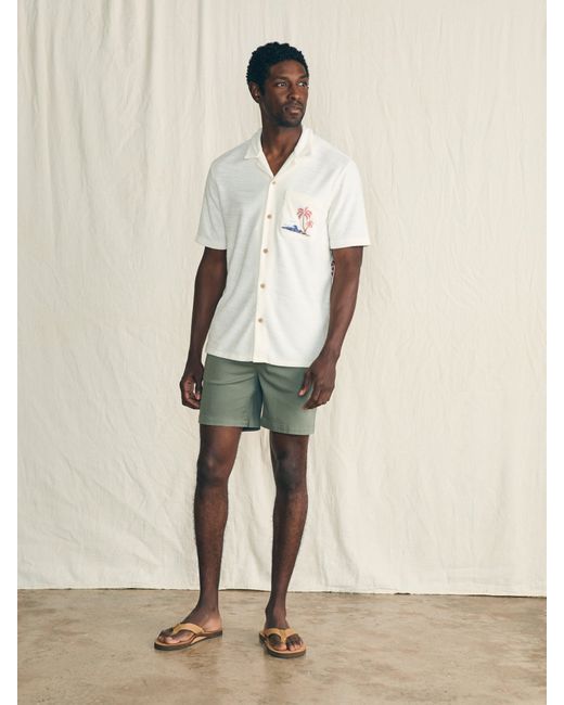 Faherty Brand Natural Short-sleeve Cabana Towel Terry Shirt for men