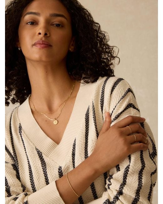Faherty Brand Natural Dockside V-Neck Sweatshirt