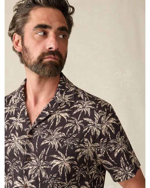 Faherty Brand Brown Short-Sleeve Hemp Blend Camp Shirt for men