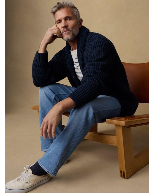 Faherty Brand Blue Pima Cotton Cardigan for men