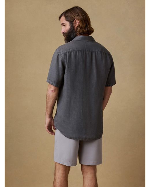 Faherty Brand Gray Short-Sleeve Palma Linen Shirt for men