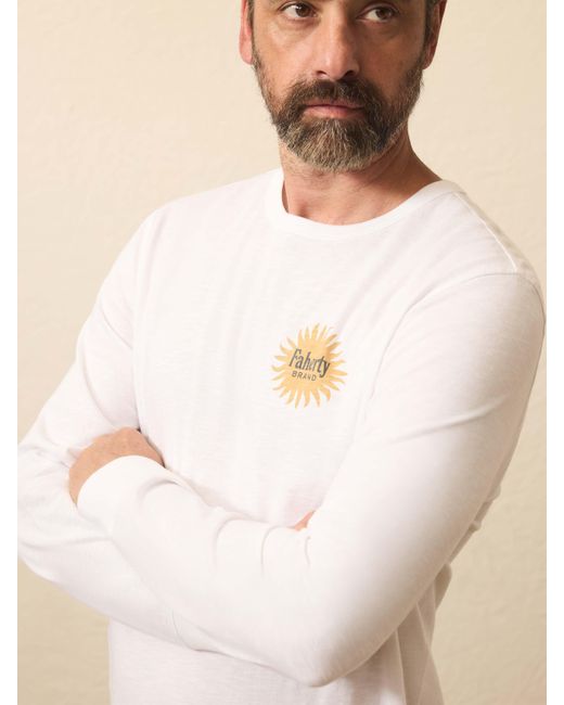 Faherty Brand Natural Longs-Sleeve Sunwashed Graphic T-Shirt for men