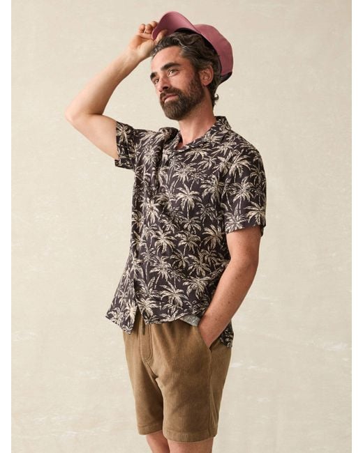 Faherty Brand Brown Short-Sleeve Hemp Blend Camp Shirt for men