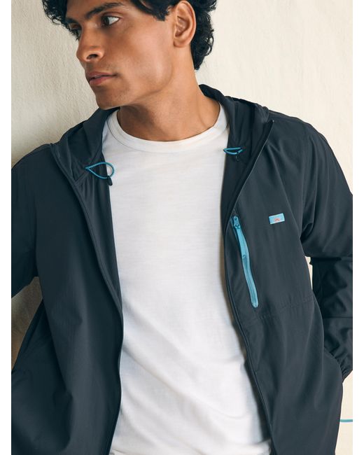 Faherty Brand Blue Shorelite Packable Anorak Jacket for men
