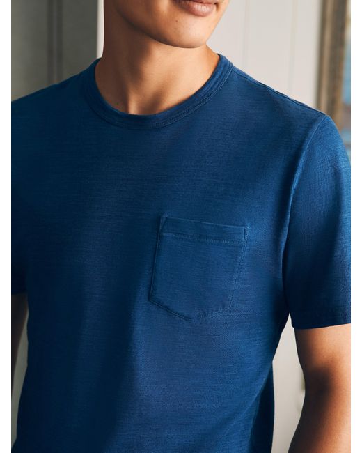 Faherty Brand Blue Short-sleeve Indigo Pocket T-shirt for men