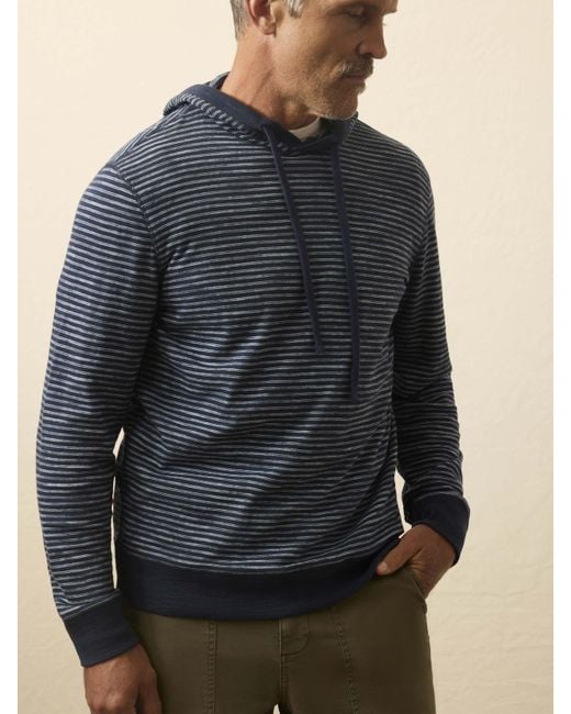 Faherty Brand Blue Sunwashed Organic Hoodie for men