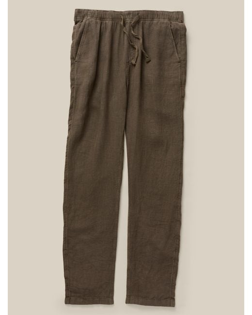 Faherty Brand Brown Linen Drawstring Pants for men