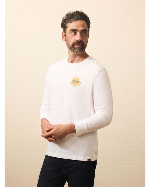 Faherty Brand Natural Longs-Sleeve Sunwashed Graphic T-Shirt for men