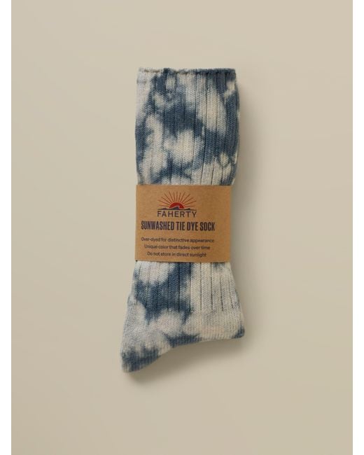 Faherty Brand Blue Sunwashed Tie Dye Sock