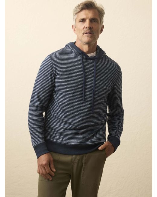 Faherty Brand Blue Sunwashed Organic Hoodie for men