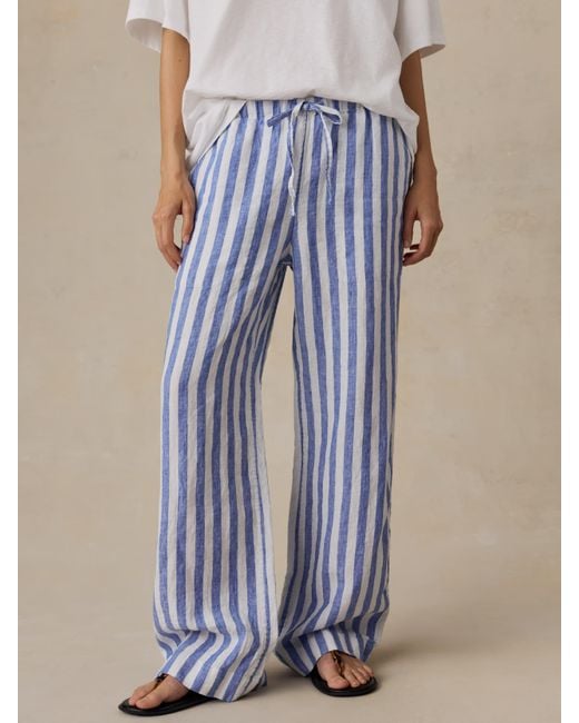Faherty Brand Blue Laidback Linen Pants