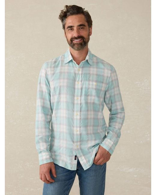 Faherty Brand Blue Delray Shirt for men