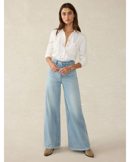 Faherty Brand Blue Saturday Denim Wide Leg