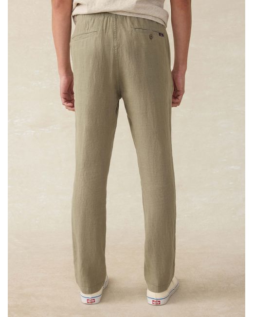 Faherty Brand White Linen Drawstring Pants for men