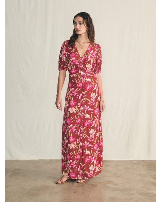 strapless open back dress Faherty Burgundy Stripe Long Sleeve Movement Polo – Taelor.Style main image 1