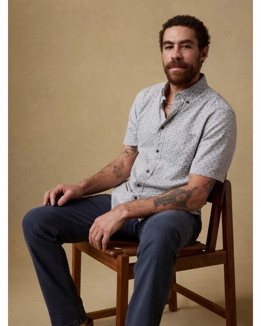 Faherty Brand Gray Short-Sleeve Breeze Shirt for men