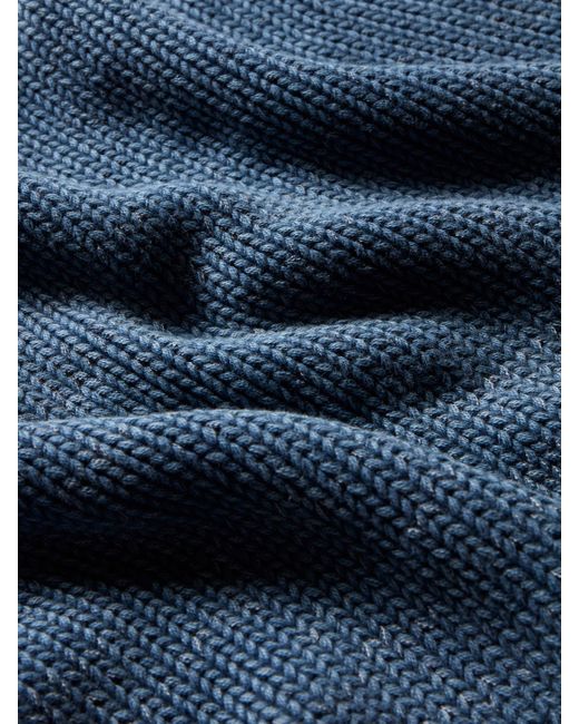 Faherty Brand Blue Sunwashed Cotton Roll Neck Sweater