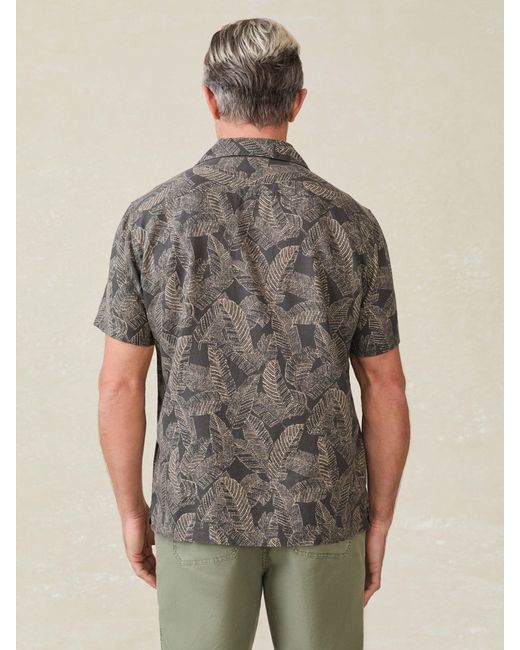 Faherty Brand Gray Short-Sleeve Breeze Camp Shirt for men