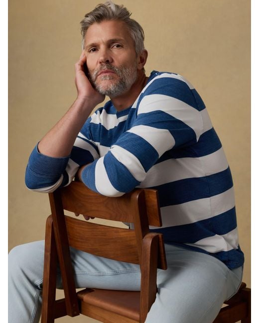 Faherty Brand Blue Long-Sleeve T-Shirt for men