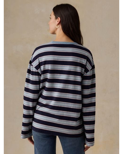 Faherty Brand Blue Sunwashed Long-Sleeve Retro T-Shirt
