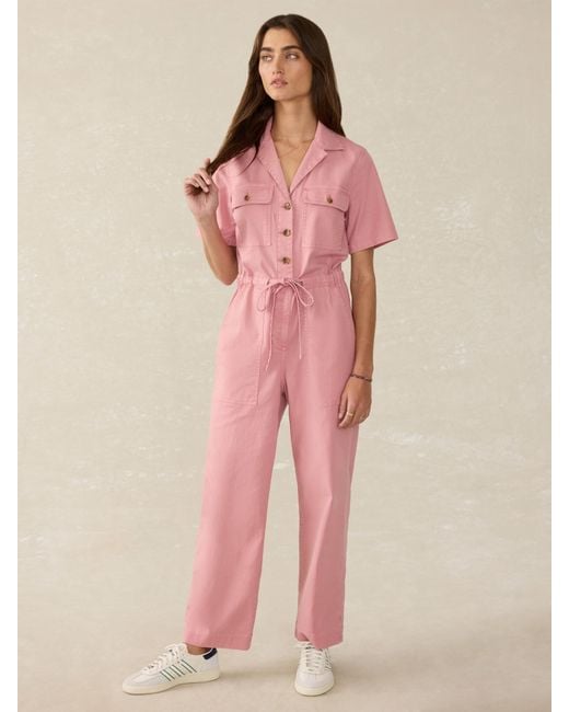 Faherty Brand Pink Utility Twill Raven Jumpsuit