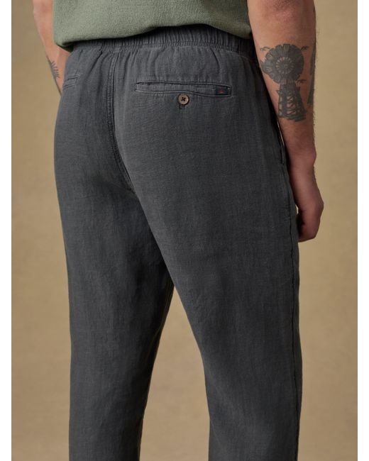 Faherty Brand Black Linen Drawstring Pants for men