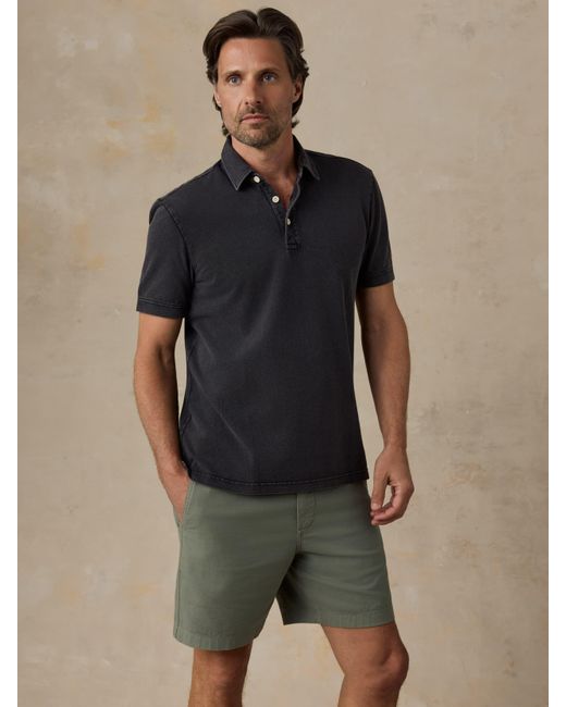 Faherty Brand Blue Short-Sleeve Sunwashed Pique Polo Shirt for men