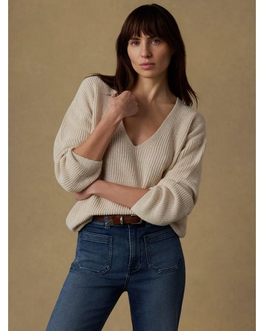Faherty Brand Blue Miramar Linen Deep V-Neck Sweater