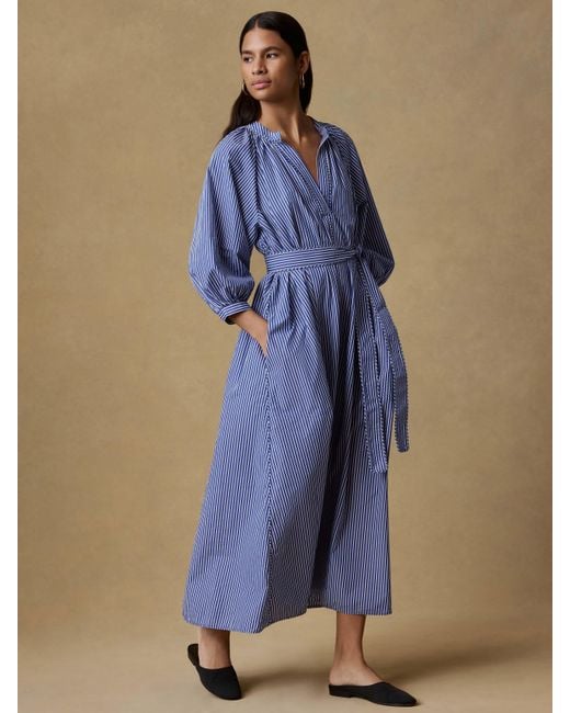Faherty Brand Blue Coastal Poplin Kaia Dress