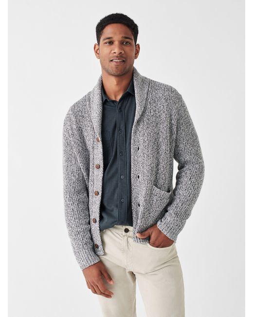 Faherty Brand Gray Marled Cotton Cardigan for men