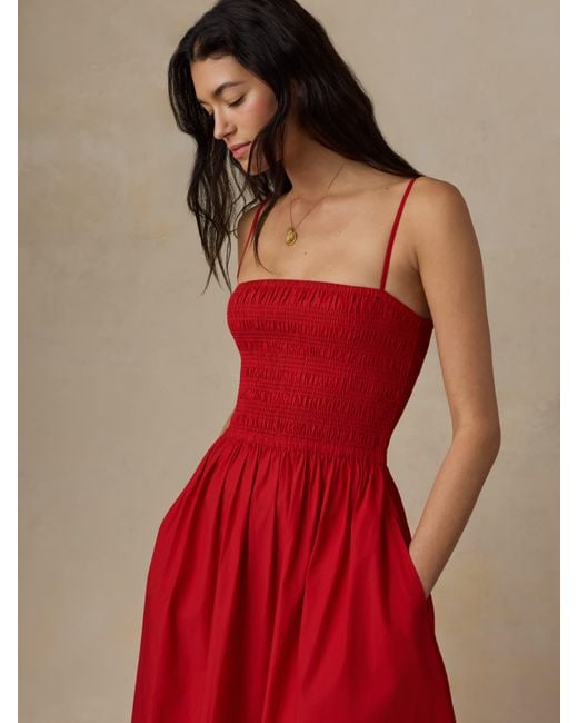 Faherty Brand Red Coastal Poplin Lucia Dress
