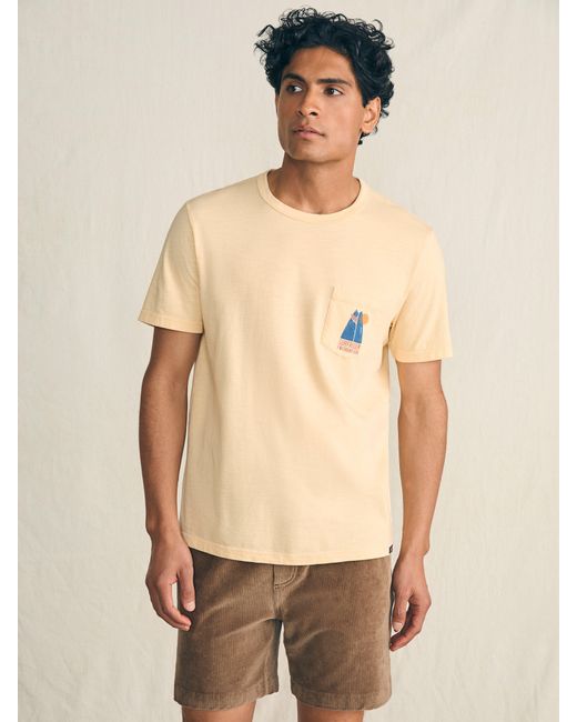 Faherty Brand Natural Short-sleeve Surfrider Sunwashed Pocket T-shirt for men