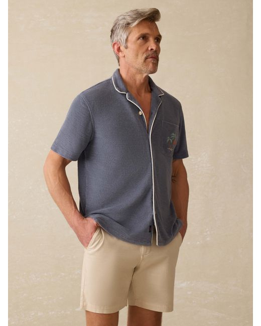 Faherty Brand Blue Short-Sleeve Cabana Towel Terry Shirt for men
