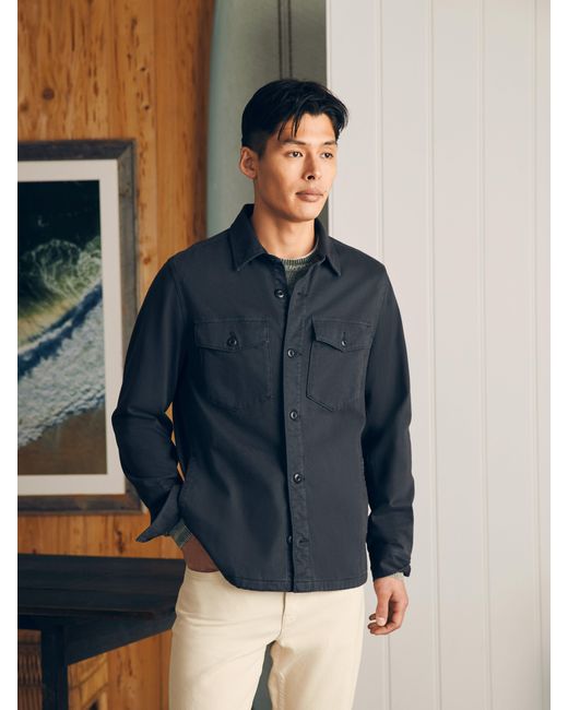 Faherty Brand Blue Jersey Shirt Jacket for men