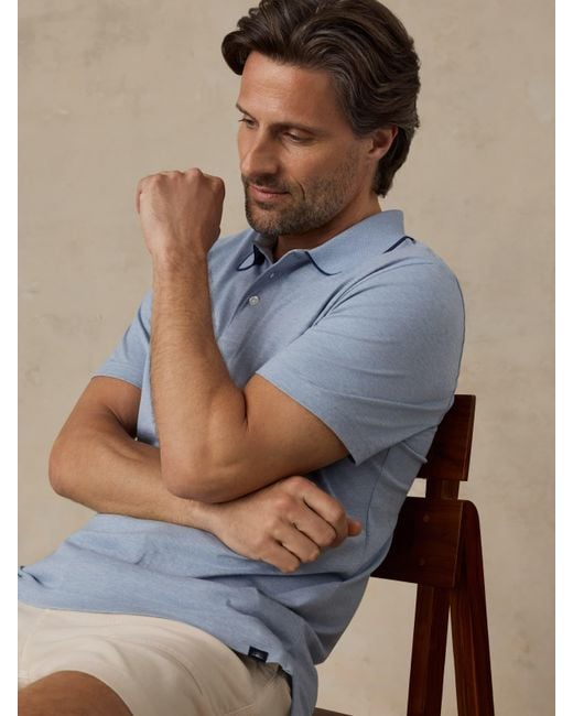 Faherty Brand Blue Short-Sleeve Movement&Trade; Pique Polo Shirt for men