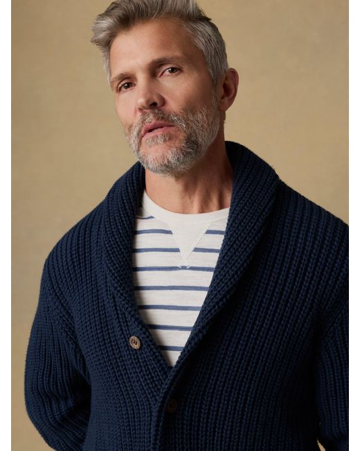 Faherty Brand Blue Pima Cotton Cardigan for men
