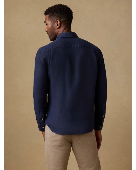 Faherty Brand Blue Laguna Linen Shirt for men