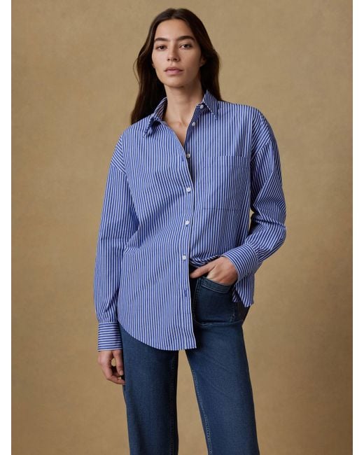 Faherty Brand Blue Coastal Poplin Relaxed Shirt