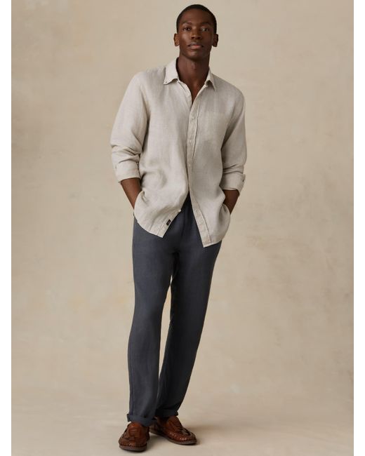 Faherty Brand Natural Sunwashed Linen Shirt for men