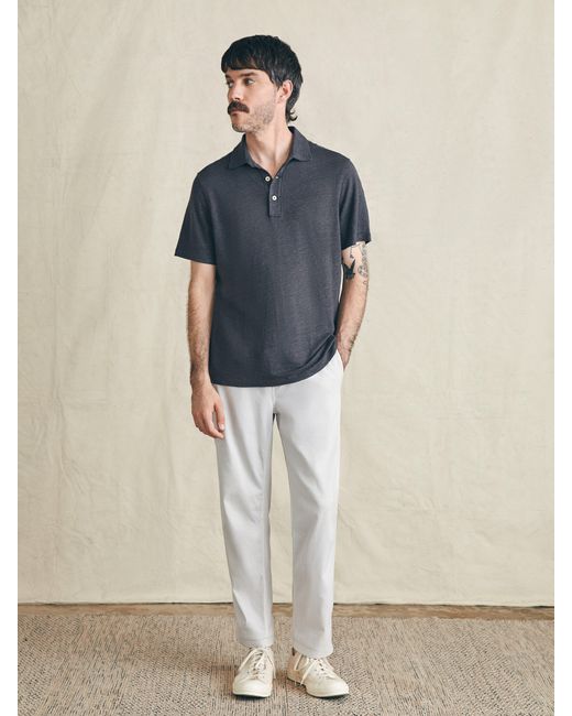 Faherty Brand Gray Short-sleeve Linen Polo Shirt for men