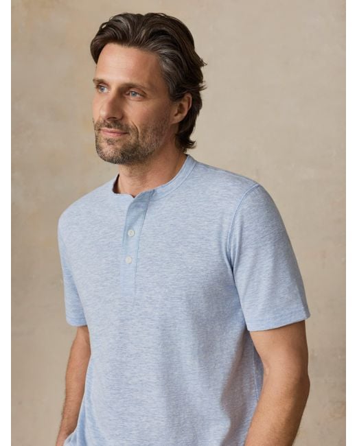 Faherty Brand Blue Short-Sleeve Breeze Henley T-Shirt for men