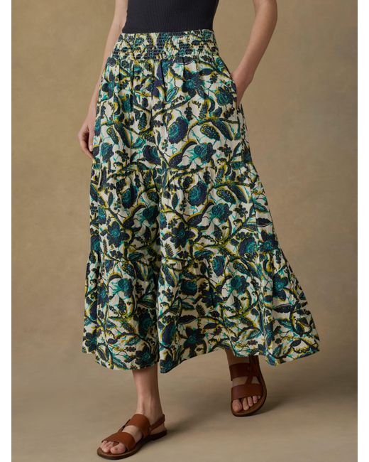 Faherty Brand Green Montecito Linen Maxi Skirt