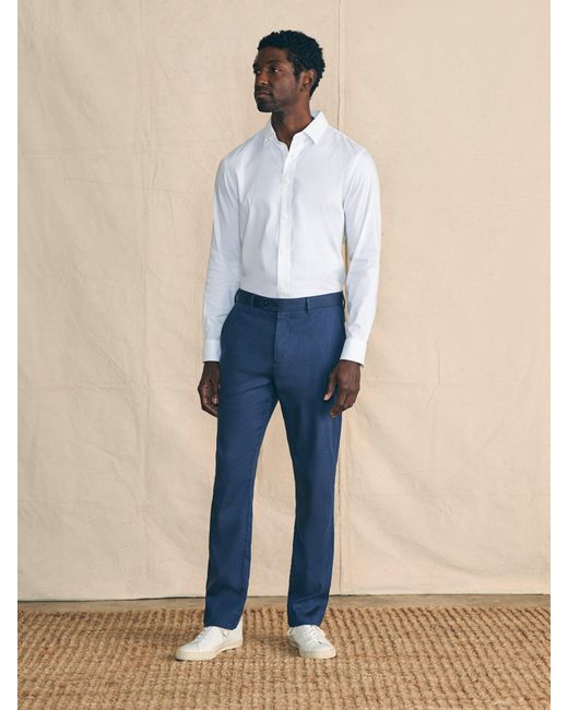 Faherty Brand Blue Movementtm Flex Linen Trouser Pants for men