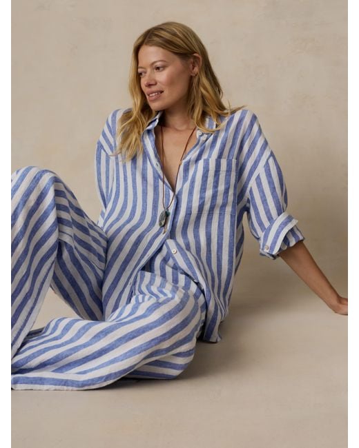 Faherty Brand Blue Laidback Linen Pants