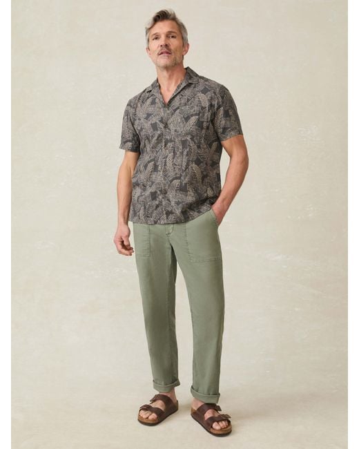 Faherty Brand Gray Short-Sleeve Breeze Camp Shirt for men