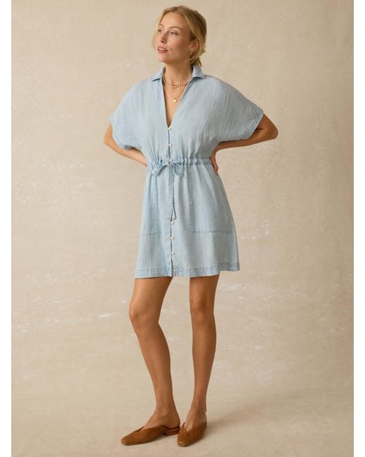 Faherty Brand Blue Tried & True Chambray Oakley Dress