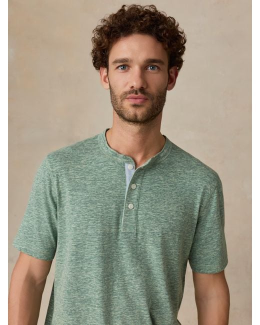 Faherty Brand Green Short-Sleeve Breeze Henley T-Shirt for men